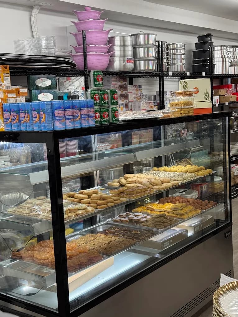 Fresh baked goods and sweets display at KabulVan Supermarket